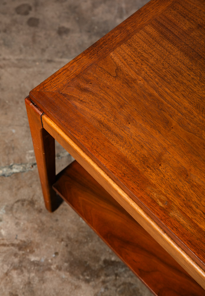 Mid Century Modern End Table Lane Side Walnut Restored Vintage 2 Tier Rythm Mcm - Image 9