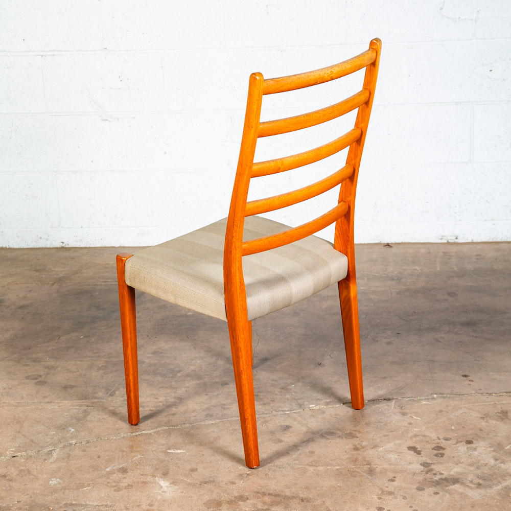 Mid Century Danish Modern Dining Chairs Set 2 Tan Teak Wood Svegards Ladder Back - Image 7