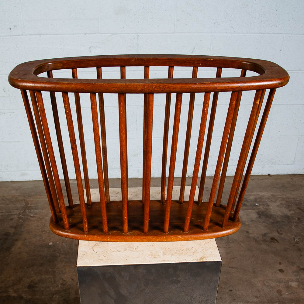 Mid Century Modern Magazine Rack Spindle Solid Walnut Wood Vintage Round Umanoff - Image 6