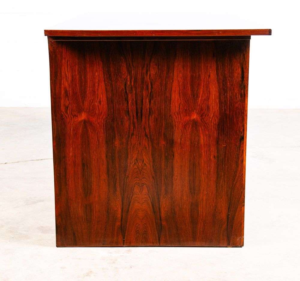 Mid Century Danish Modern Desk Brazilian Rosewood Office Denmark 10 Drawer Mcm - Image 3