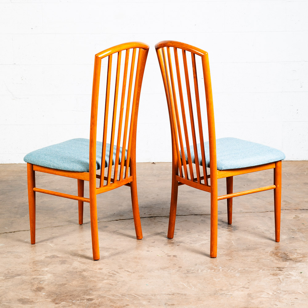 Mid Century Modern Dining Chairs Set of 6 Italian Highback Blue Curved Italy NM - Image 6