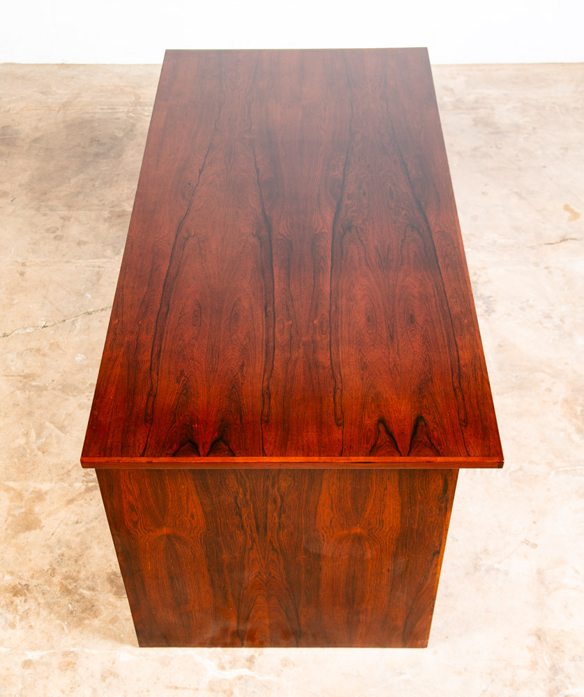 Mid Century Danish Modern Desk Brazilian Rosewood Office Denmark 10 Drawer Mcm - Image 5