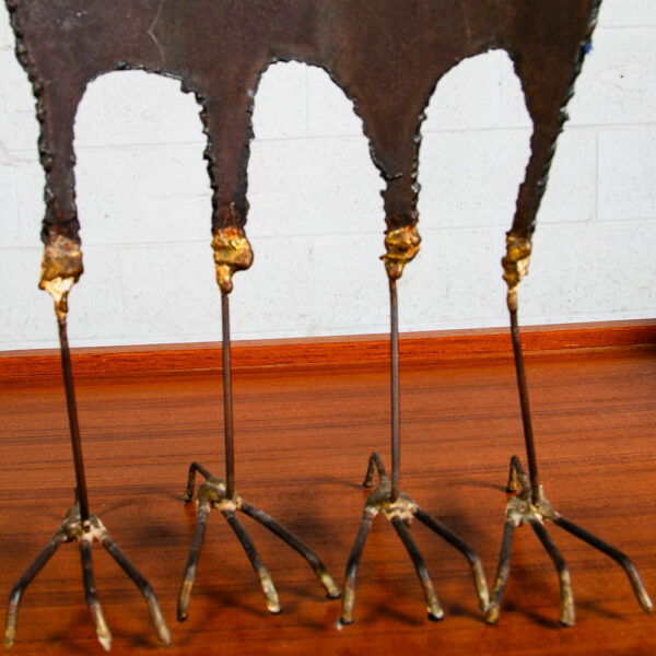 Mid Century Modern Abstract Metal Crows Statue by Unknown Artist Black and Brass - Image 4