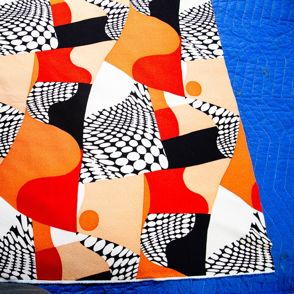 Mid Century Modern Fabric Orange Black White Abstract Japanese TOA Tag Japan Mcm - Image 11