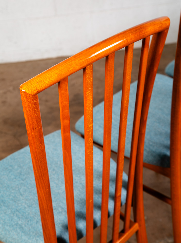 Mid Century Modern Dining Chairs Set of 6 Italian Highback Blue Curved Italy NM - Image 8