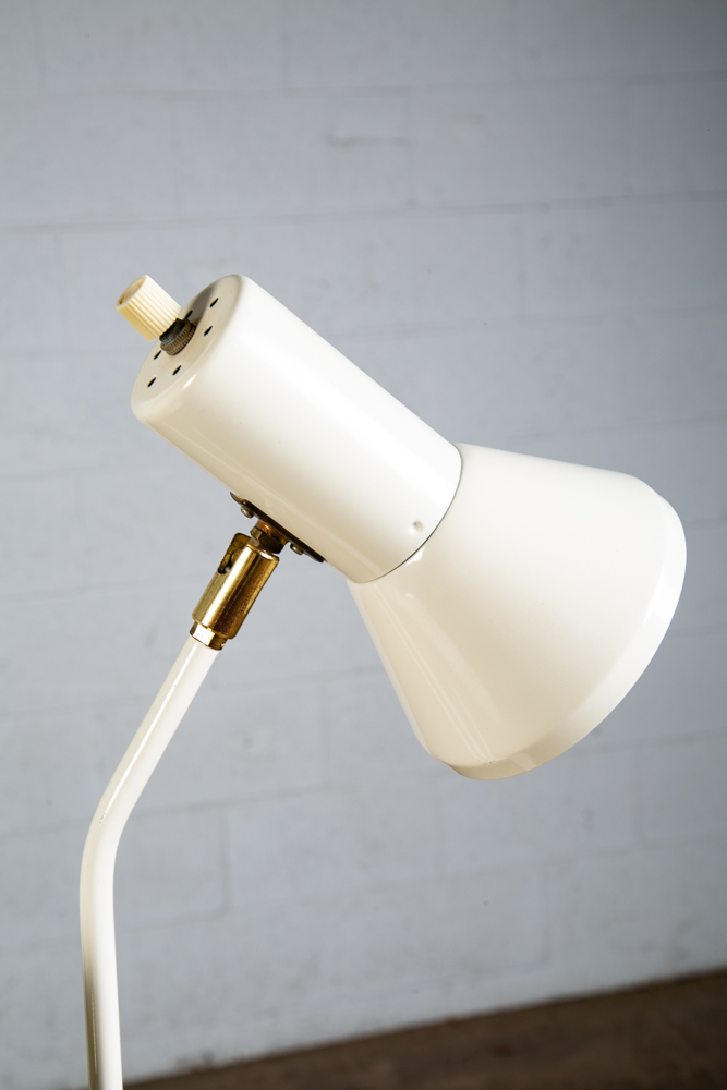 Mid Century Modern Floor Lamp White Bullet 3 Light Adjustable Brass Vintage Mcm - Image 6