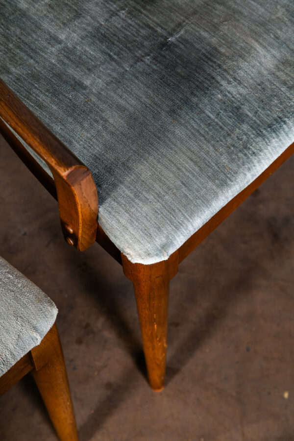 Mid Century Modern Dining Chairs Set 4 Broyhill Green Velvet Lenoir Brasilia Mcm - Image 11