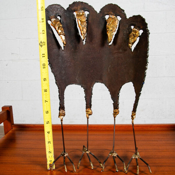 Mid Century Modern Abstract Metal Crows Statue by Unknown Artist Black and Brass - Image 7