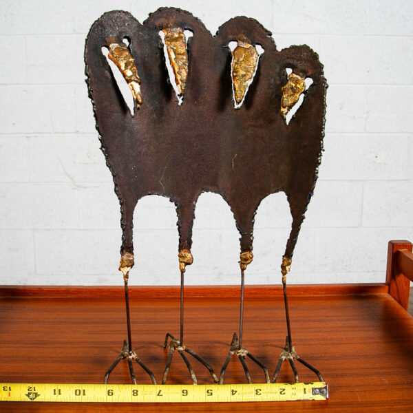 Mid Century Modern Abstract Metal Crows Statue by Unknown Artist Black and Brass - Image 8