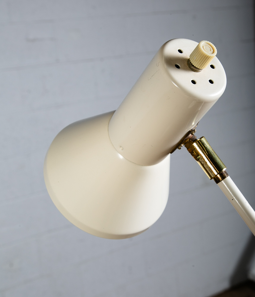 Mid Century Modern Floor Lamp White Bullet 3 Light Adjustable Brass Vintage Mcm - Image 11