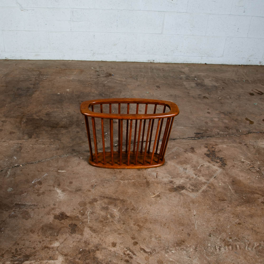 Mid Century Modern Magazine Rack Spindle Solid Walnut Wood Vintage Round Umanoff - Image 11
