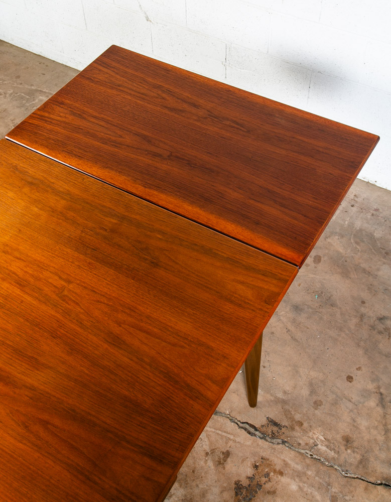 Mid Century Danish Modern Dining Table Rectangular Teak Sweden Extension Leaf x2 - Image 6