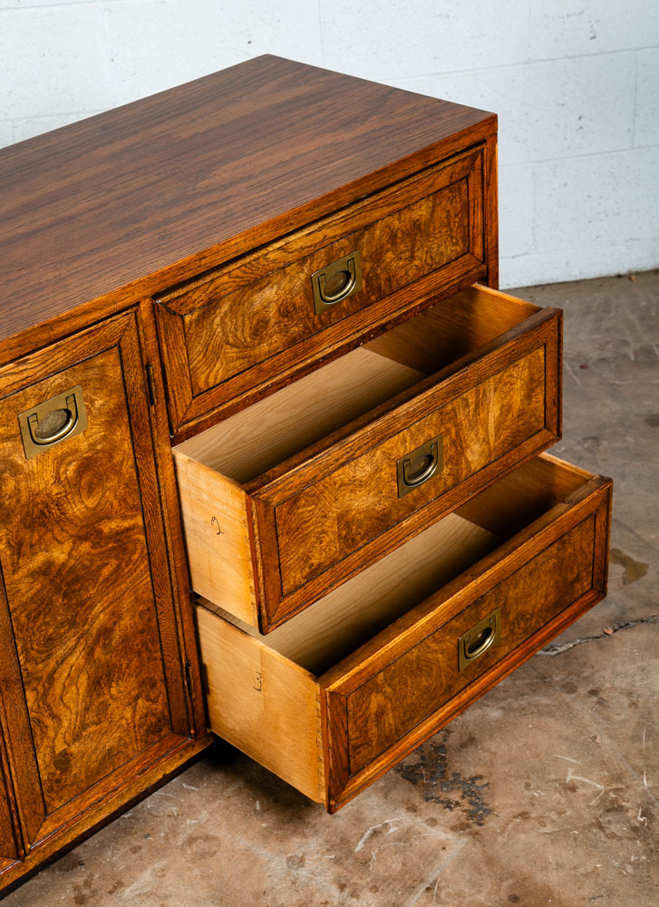 Mid Century Modern Credenza Dresser Drexel 9 Drawer Brass American Martinsville - Image 5