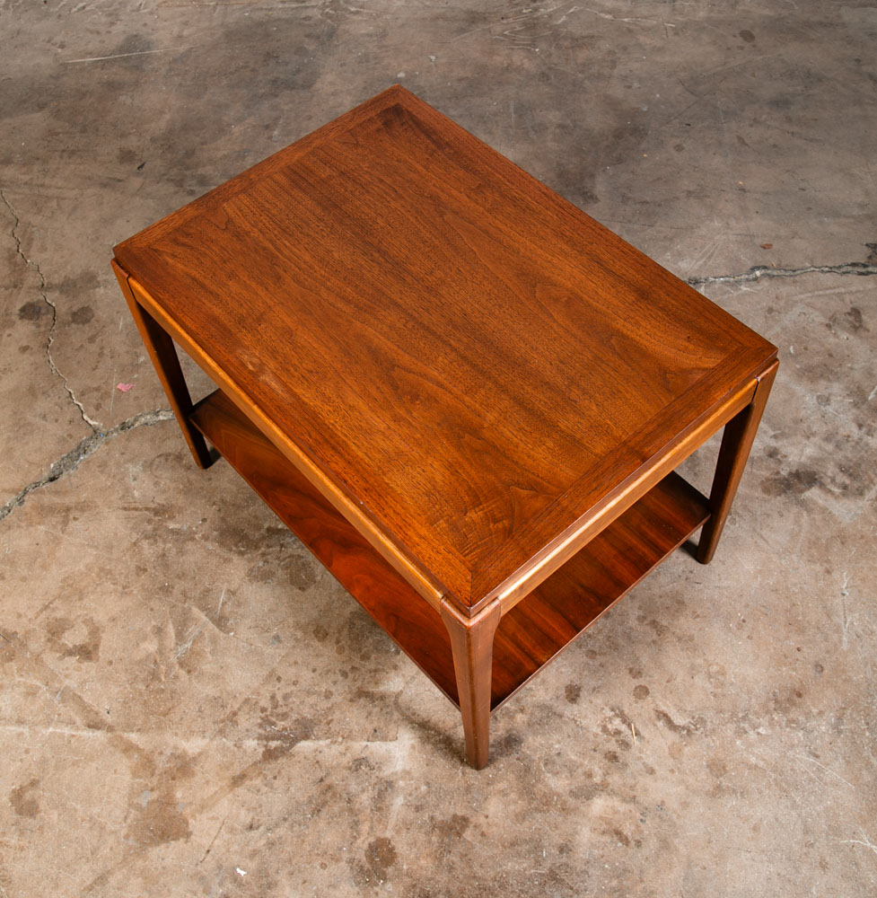 Mid Century Modern End Table Lane Side Walnut Restored Vintage 2 Tier Rythm Mcm - Image 2