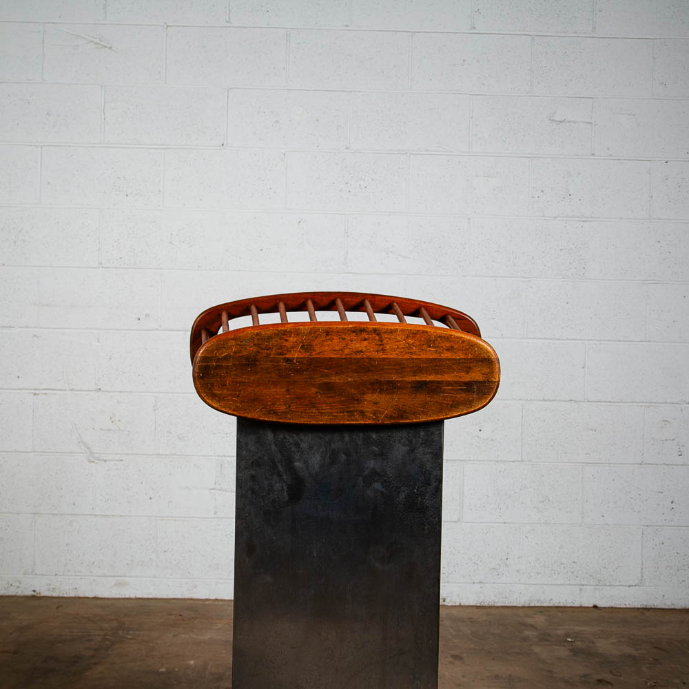 Mid Century Modern Magazine Rack Spindle Solid Walnut Wood Vintage Round Umanoff - Image 5