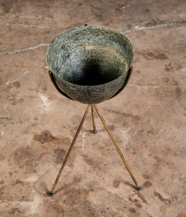 Mid Century Modern Planter Kimball Bullet Round Atomic Plant Stand Elephant Grey - Image 11