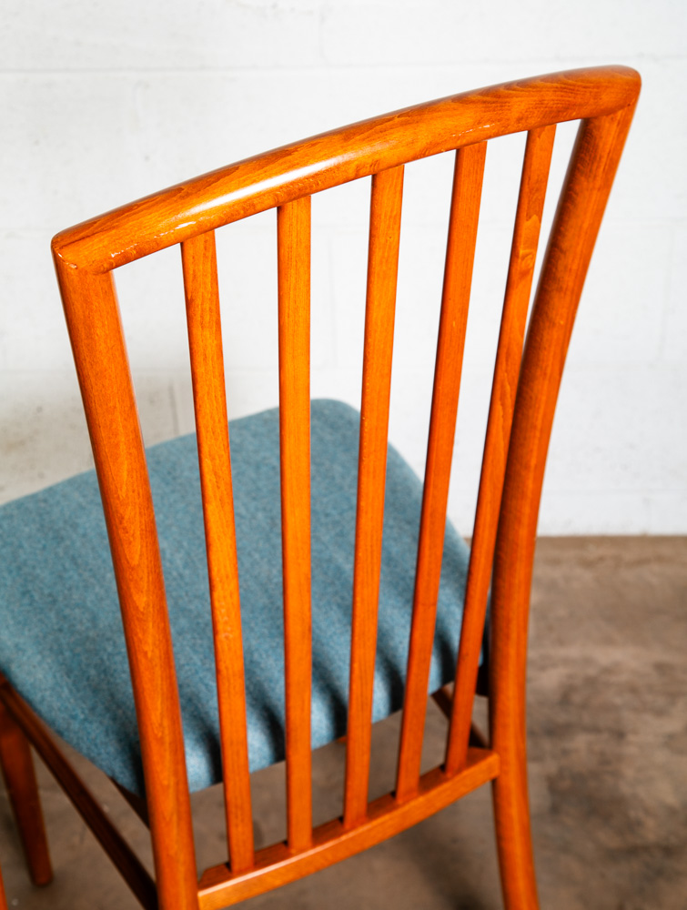 Mid Century Modern Dining Chairs Set of 6 Italian Highback Blue Curved Italy NM - Image 10