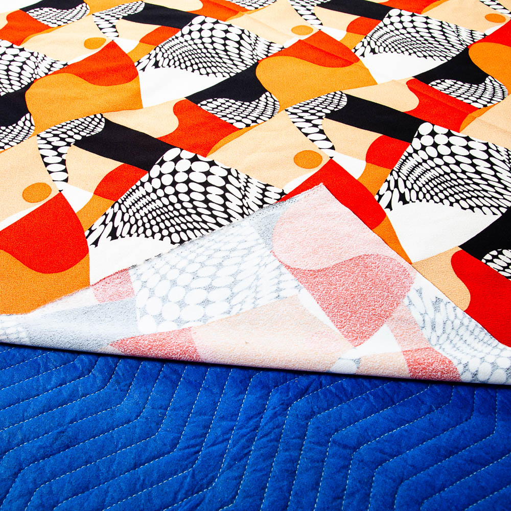 Mid Century Modern Fabric Orange Black White Abstract Japanese TOA Tag Japan Mcm - Image 9