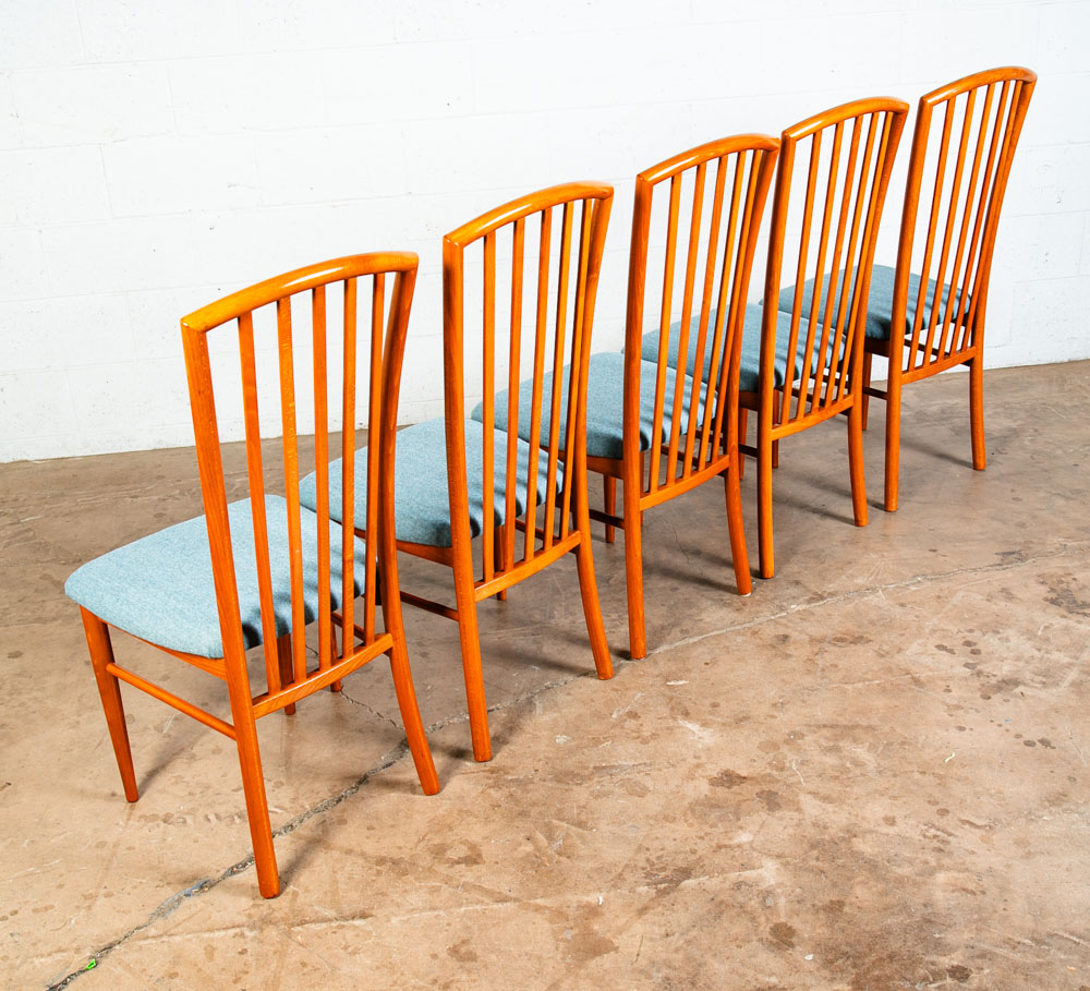 Mid Century Modern Dining Chairs Set of 6 Italian Highback Blue Curved Italy NM - Image 7