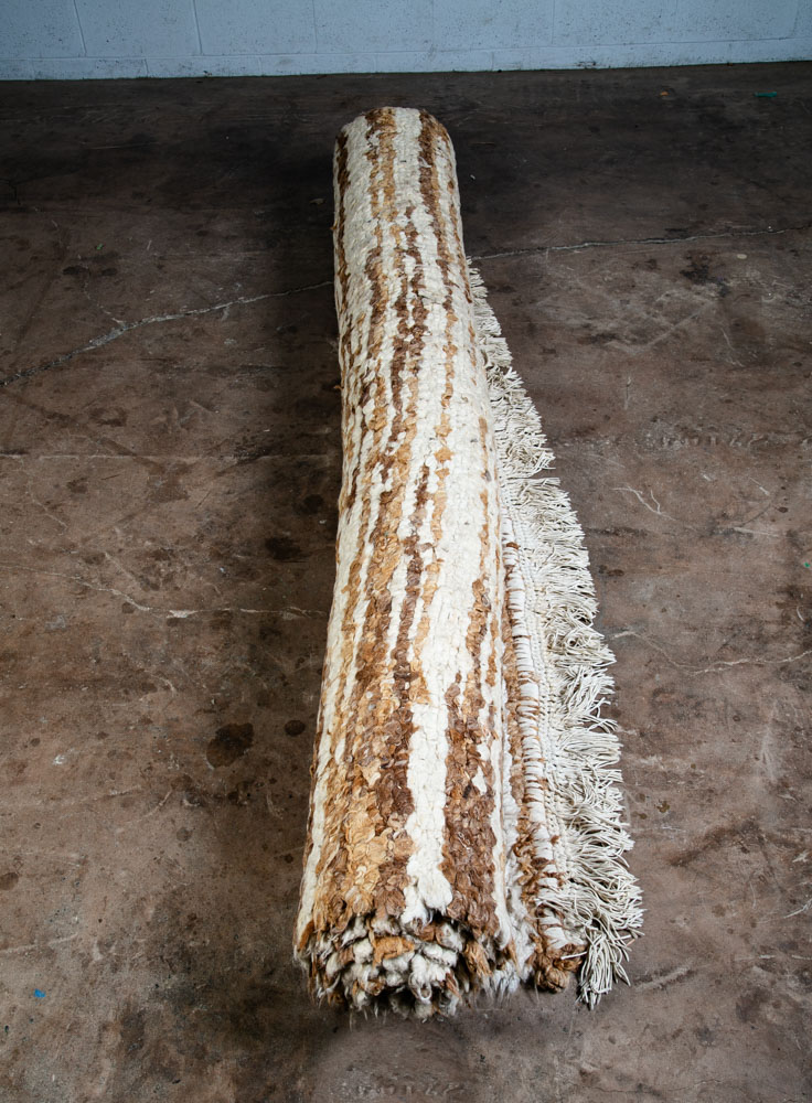 Mid Century Modern Shag Area Rug Brown White Tan 140"x94" Wool Large Bohemian - Image 4