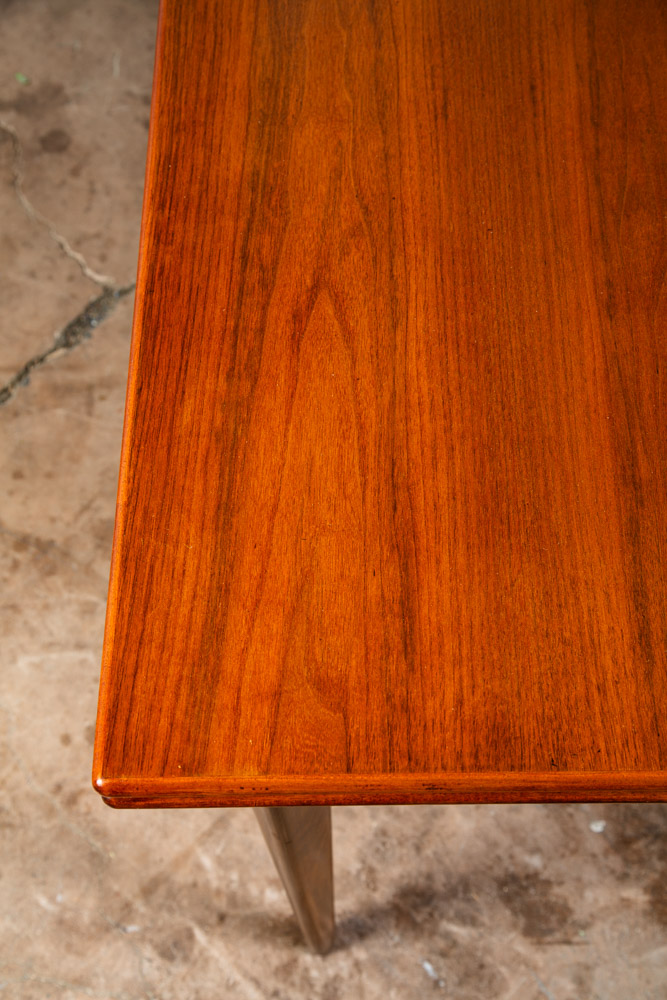 Mid Century Danish Modern Dining Table Rectangular Teak Sweden Extension Leaf x2 - Image 12