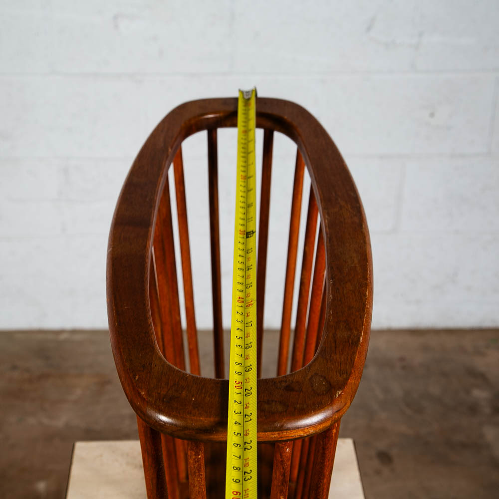 Mid Century Modern Magazine Rack Spindle Solid Walnut Wood Vintage Round Umanoff - Image 3