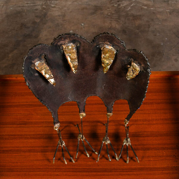 Mid Century Modern Abstract Metal Crows Statue by Unknown Artist Black and Brass - Image 10