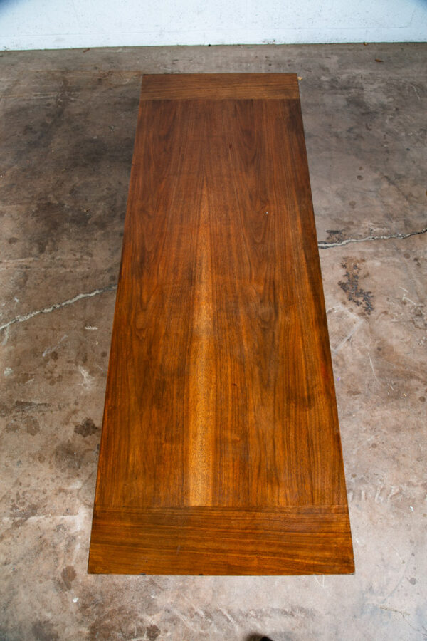 Mid Century Modern Coffee table Lane Rolling Storage Walnut Sliding Door Vintage - Image 4
