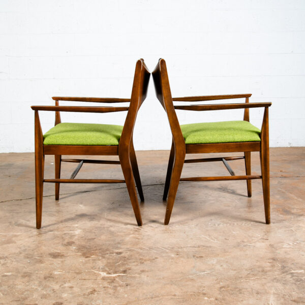 Mid Century Modern Dining Chairs Set 6 Broyhill Back Green Lenoir Chair Brasilia - Image 5