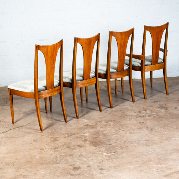 Mid Century Modern Dining Chairs Set 4 Broyhill Green Velvet Lenoir Brasilia Mcm - Image 2