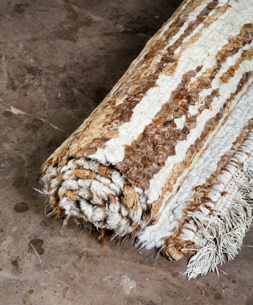 Mid Century Modern Shag Area Rug Brown White Tan 140"x94" Wool Large Bohemian - Image 7