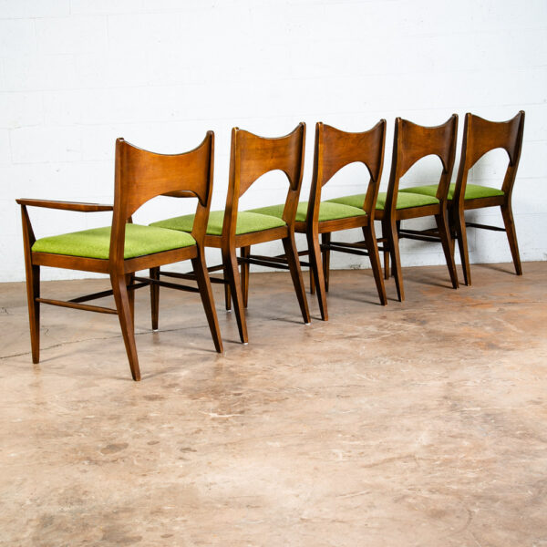 Mid Century Modern Dining Chairs Set 6 Broyhill Back Green Lenoir Chair Brasilia - Image 2