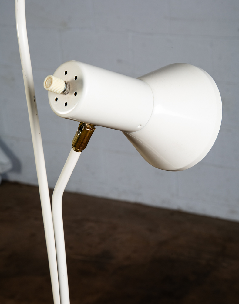 Mid Century Modern Floor Lamp White Bullet 3 Light Adjustable Brass Vintage Mcm - Image 9