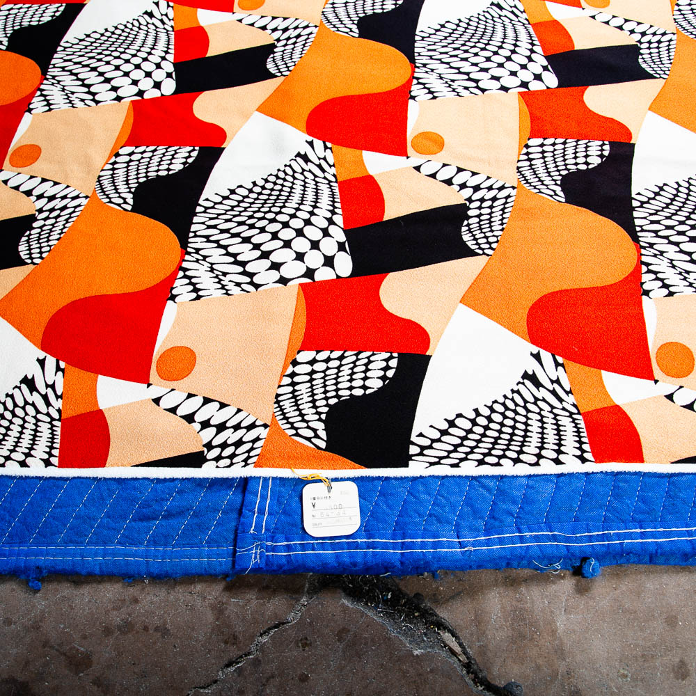 Mid Century Modern Fabric Orange Black White Abstract Japanese TOA Tag Japan Mcm - Image 12