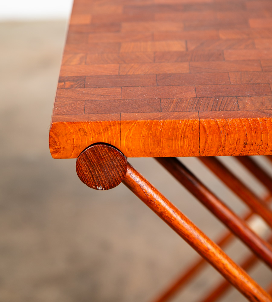 Mid Century Danish Modern Side Table Solid Teak Denmark Butcher Block Folding NM - Image 9