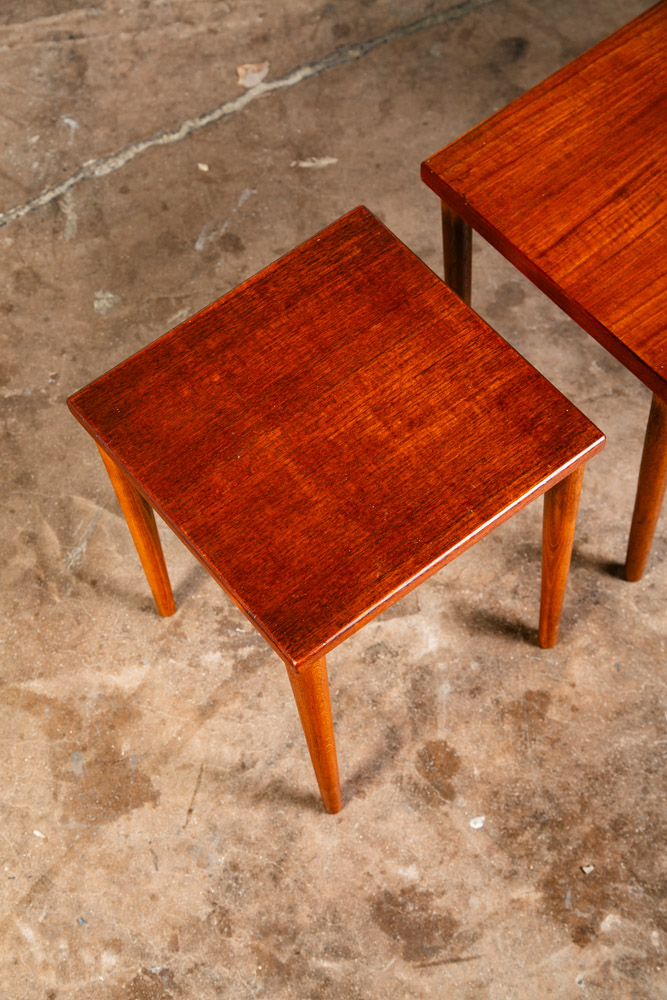 Mid Century Danish Modern Nesting Tables Set 3 Teak Wood Vintage Side End Square - Image 9