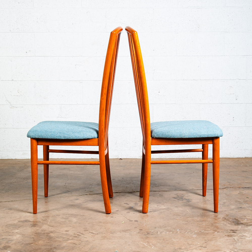 Mid Century Modern Dining Chairs Set of 6 Italian Highback Blue Curved Italy NM - Image 5