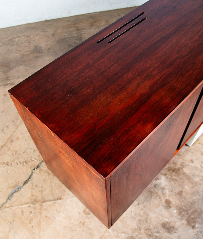 Mid Century Danish Modern Credenza Sideboard Floating Wall Mounted Rosewood Vent - Image 5