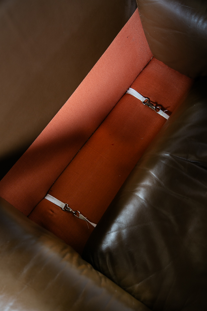 Mid Century Modern Lounge Chair Brown Leather 70s 80s Platform Vintage Armchair - Image 7