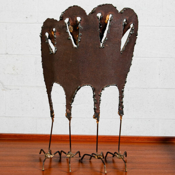 Mid Century Modern Abstract Metal Crows Statue by Unknown Artist Black and Brass - Image 2