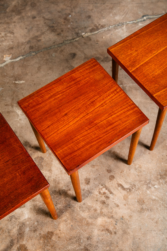 Mid Century Danish Modern Nesting Tables Set 3 Teak Wood Vintage Side End Square - Image 10