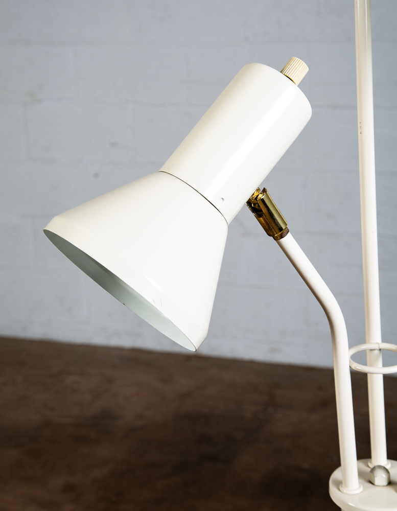 Mid Century Modern Floor Lamp White Bullet 3 Light Adjustable Brass Vintage Mcm - Image 7
