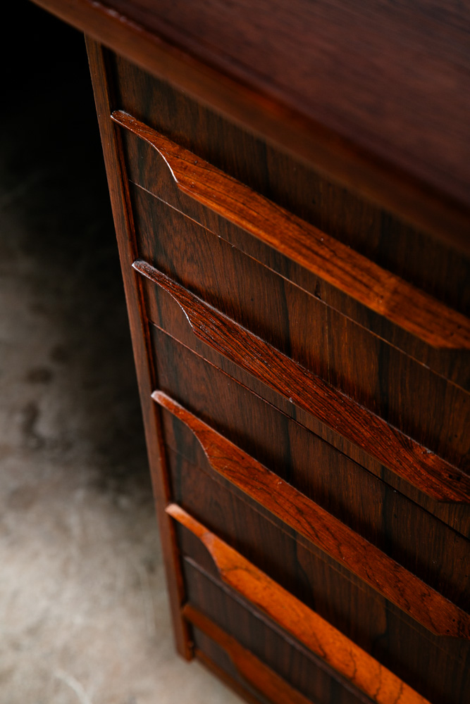 Mid Century Danish Modern Desk Brazilian Rosewood Office Denmark 10 Drawer Mcm - Image 12