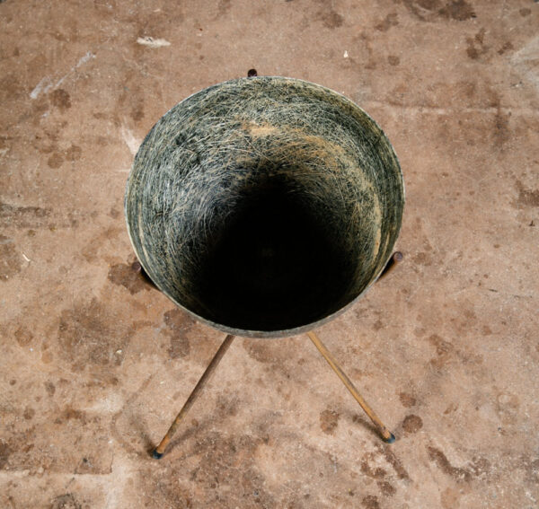 Mid Century Modern Planter Kimball Bullet Round Atomic Plant Stand Elephant Grey - Image 8