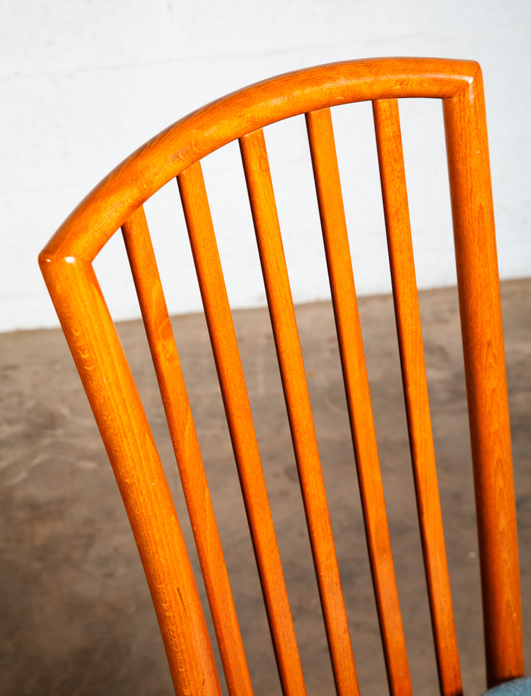 Mid Century Modern Dining Chairs Set of 6 Italian Highback Blue Curved Italy NM - Image 12