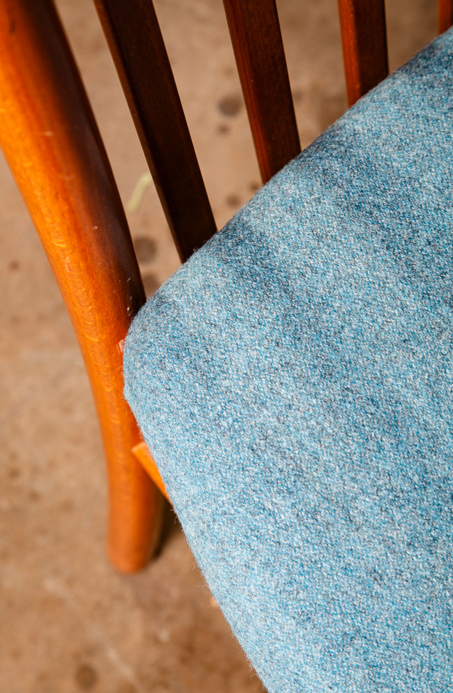 Mid Century Modern Dining Chairs Set of 6 Italian Highback Blue Curved Italy NM - Image 11