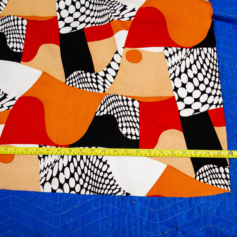 Mid Century Modern Fabric Orange Black White Abstract Japanese TOA Tag Japan Mcm - Image 3