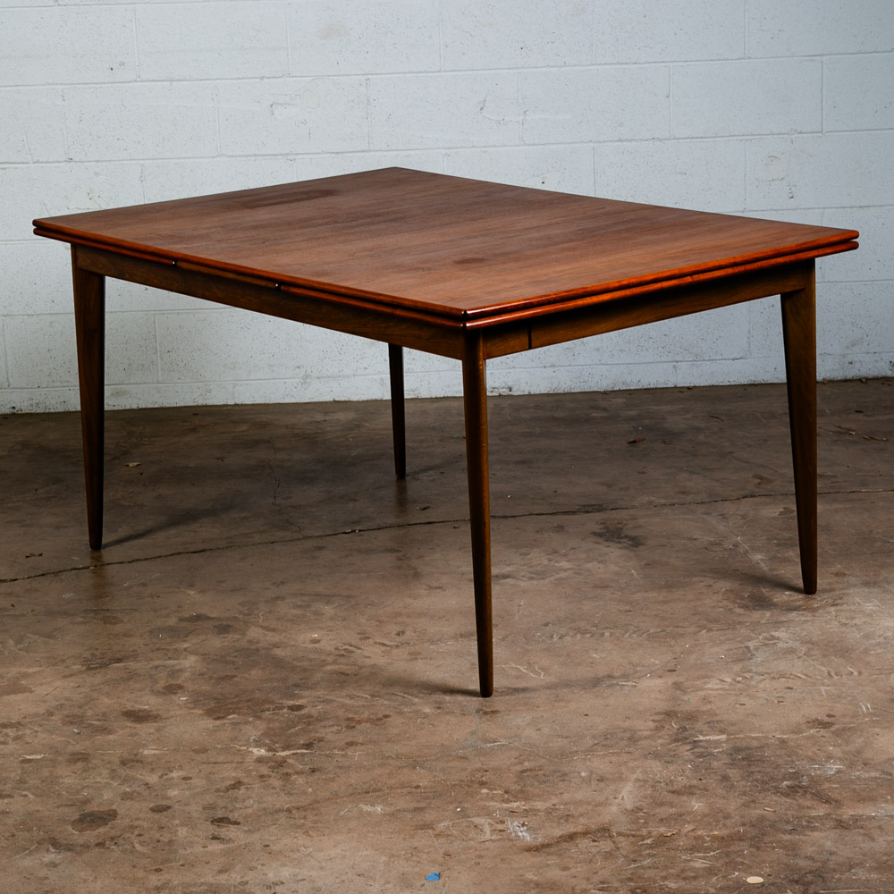 Mid Century Danish Modern Dining Table Rectangular Teak Sweden Extension Leaf x2 - Image 5