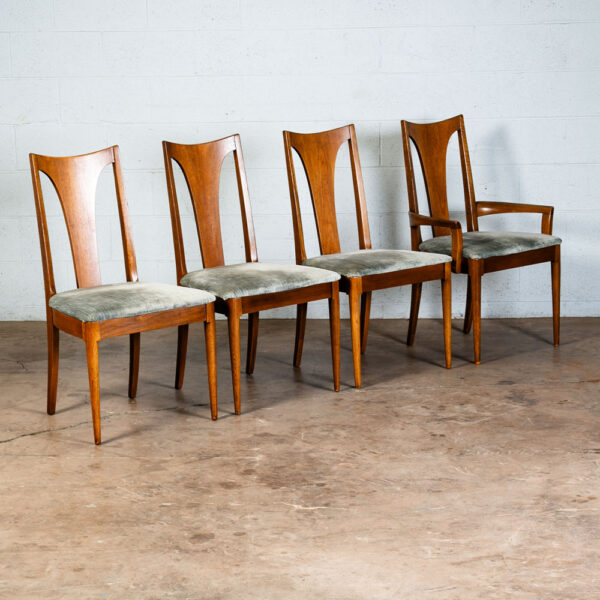 Mid Century Modern Dining Chairs Set 4 Broyhill Green Velvet Lenoir Brasilia Mcm - Image 8