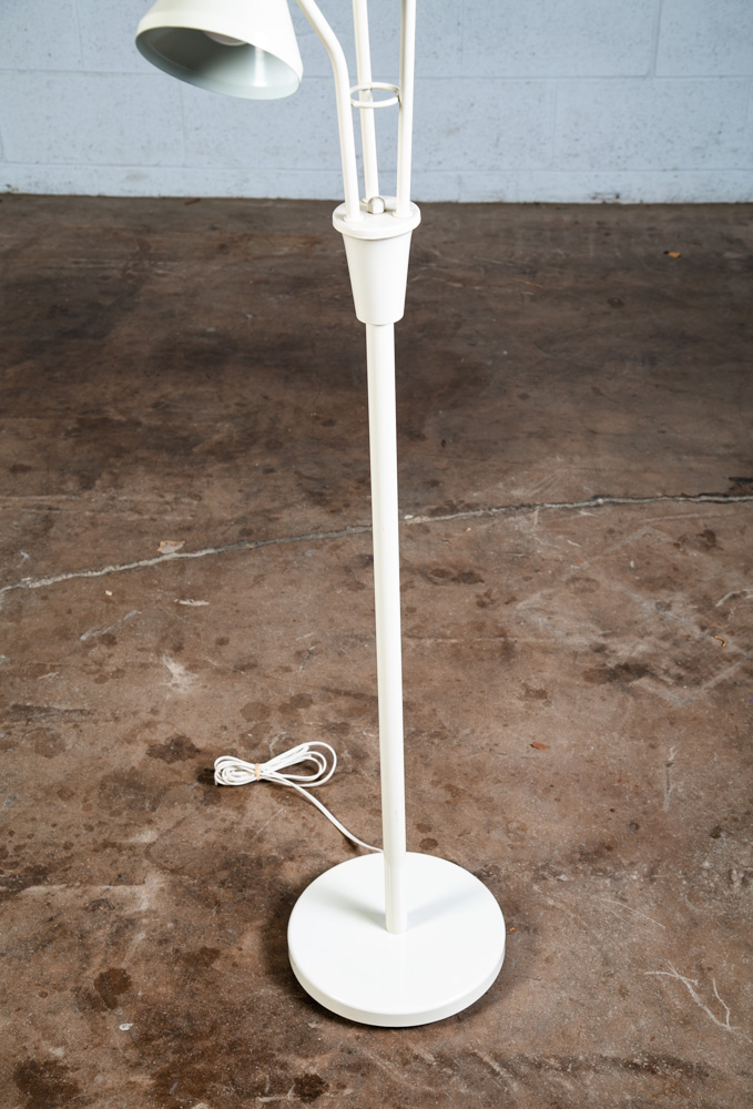 Mid Century Modern Floor Lamp White Bullet 3 Light Adjustable Brass Vintage Mcm - Image 8